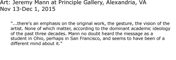 Art: Jeremy Mann at Principle Gallery, Alexandria, VA Nov 13-Dec 1, 2015